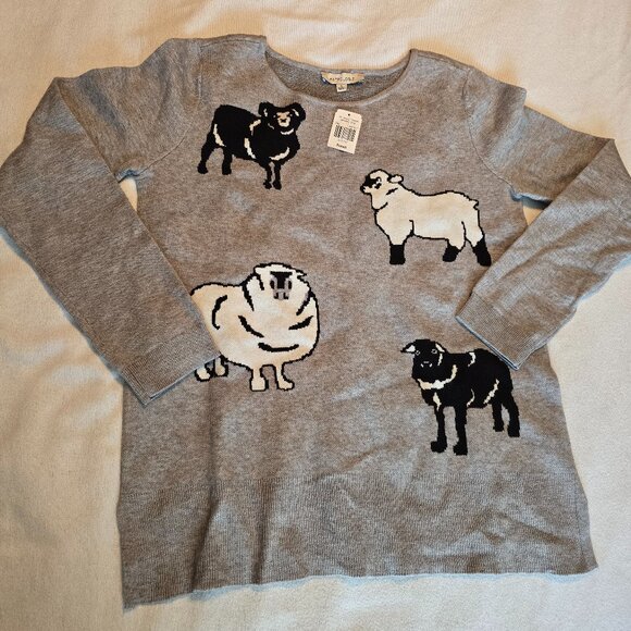 Cracker Barrel Astrologie Small S Sheep Lamb Black White Sweater Crew Sweatshirt - Picture 1 of 16